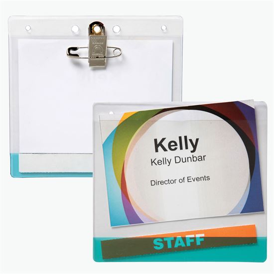 3 5/8 x 4 1/4 Jumbo Transparent Bar Deluxe Badge Holder - Pin/Clip Attachment
