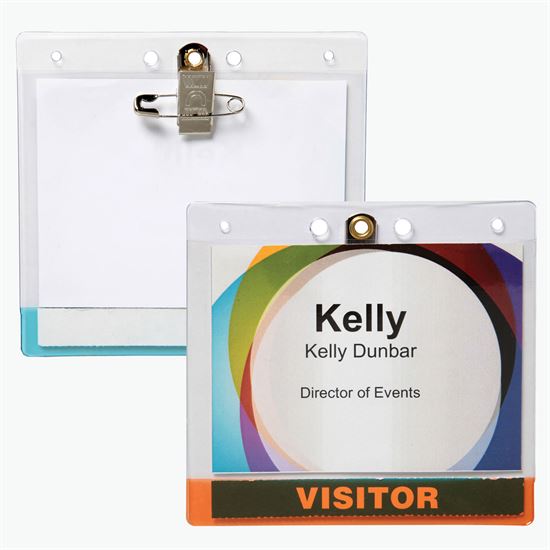 3 5/8 x 4 1/4 Jumbo Transparent Bar Deluxe Badge Holder - Pin/Clip Attachment