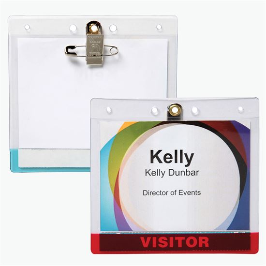 3 5/8 x 4 1/4 Jumbo Transparent Bar Deluxe Badge Holder - Pin/Clip Attachment
