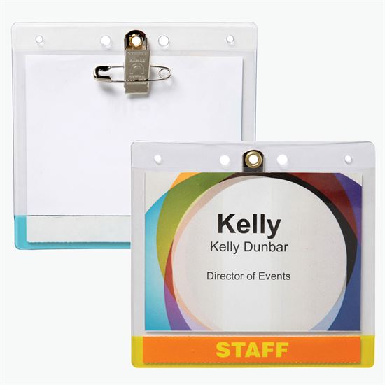 3 5/8 x 4 1/4 Jumbo Transparent Bar Deluxe Badge Holder - Pin/Clip Attachment