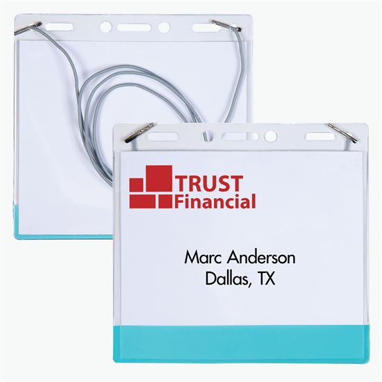 3 5/8 x 4 1/4 Jumbo Transparent Bar Deluxe Badge Holder - Neck Cord Attachment