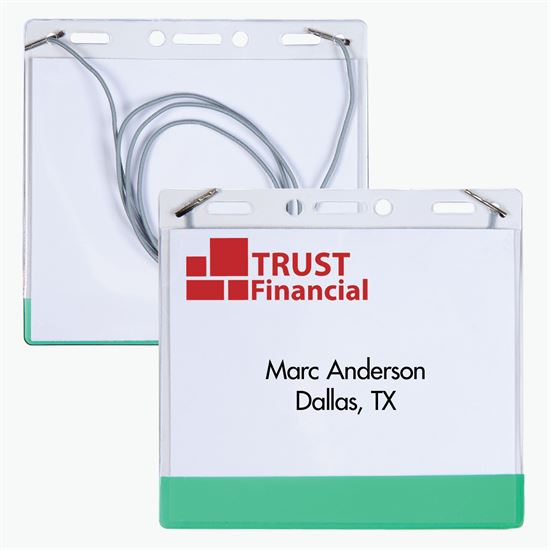 3 5/8 x 4 1/4 Jumbo Transparent Bar Deluxe Badge Holder - Neck Cord Attachment