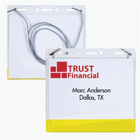 3 5/8 x 4 1/4 Jumbo Transparent Bar Deluxe Badge Holder - Neck Cord Attachment