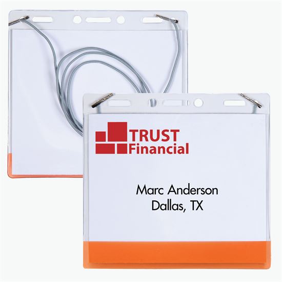 3 5/8 x 4 1/4 Jumbo Transparent Bar Deluxe Badge Holder - Neck Cord Attachment