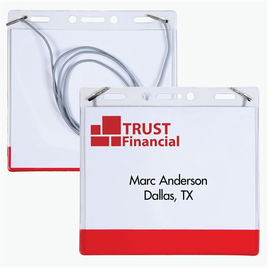 3 5/8 x 4 1/4 Jumbo Transparent Bar Deluxe Badge Holder - Neck Cord Attachment