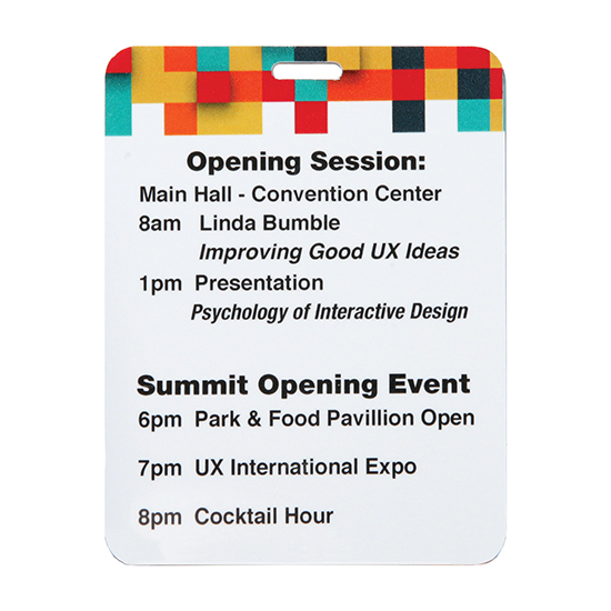 Premium Full-Color Event Badge - 4 1/4h x 3 5/8w