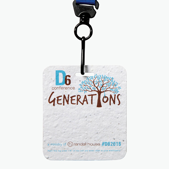 Seed Paper Lanyard Tag Name Badge - 2 Sided Imprint
