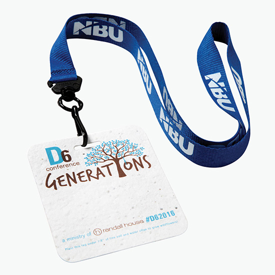 Seed Paper Lanyard Tag Name Badge - 2 Sided Imprint