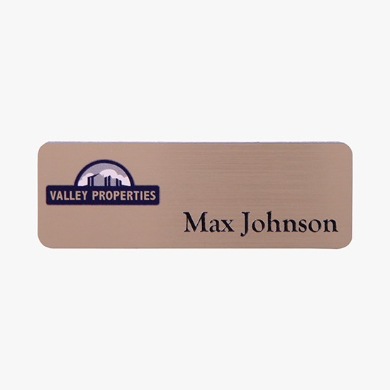 Metallic Full-Color and Engraved Name Badge - 1 x 3