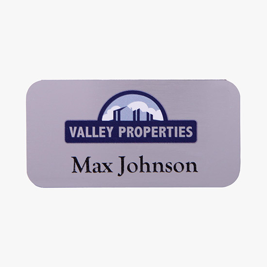 Metallic Full-Color and Engraved Name Badge - 1 1/2 x 3