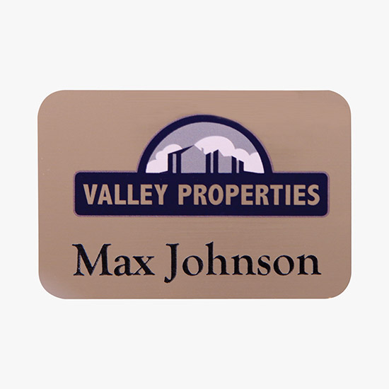 Metallic Full Color and Engraved Name Badge - 2 x 3