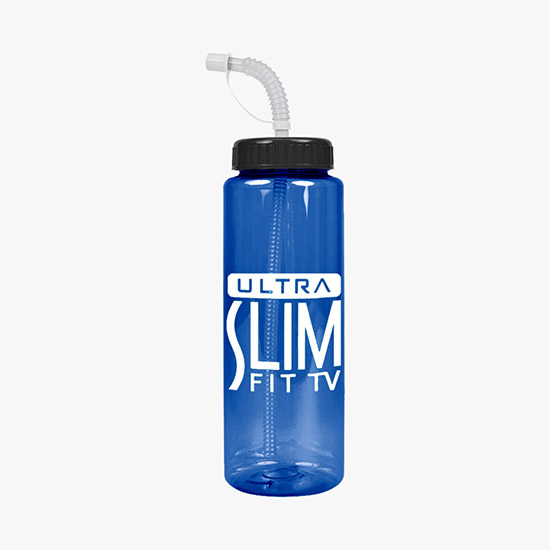 32 oz Translucent Guzzler Water Bottle with Straw
