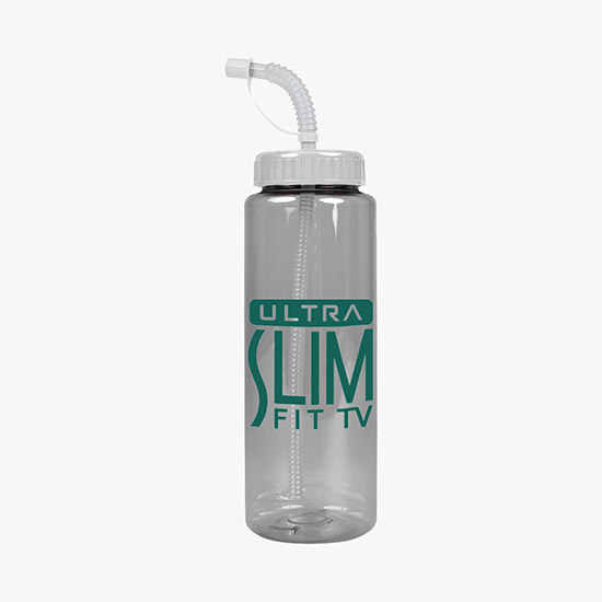 32 oz Translucent Guzzler Water Bottle with Straw