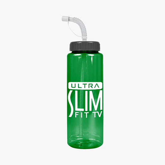 32 oz Translucent Guzzler Water Bottle with Straw