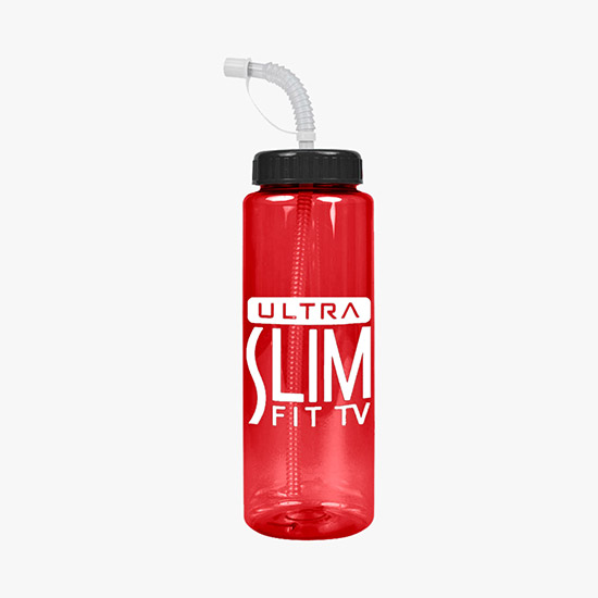 32 oz Translucent Guzzler Water Bottle with Straw