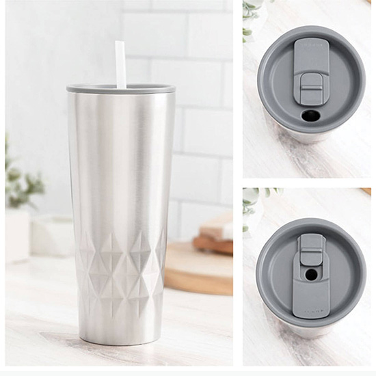 20.9 oz Copper Vacuum Insulated Triad Tumbler with Straw