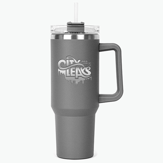 40 oz Hippo Insulated Mug with Straw - Engraved