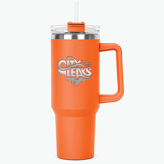 40 oz Hippo Insulated Mug with Straw - Engraved