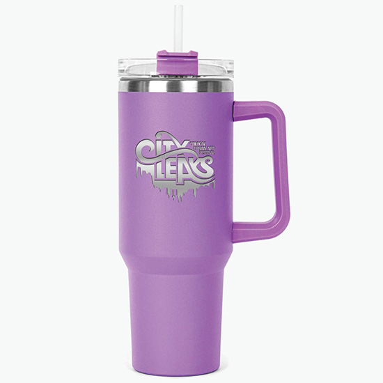 40 oz Hippo Insulated Mug with Straw - Engraved