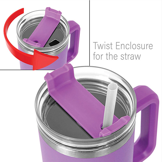 40 oz Hippo Insulated Mug with Straw