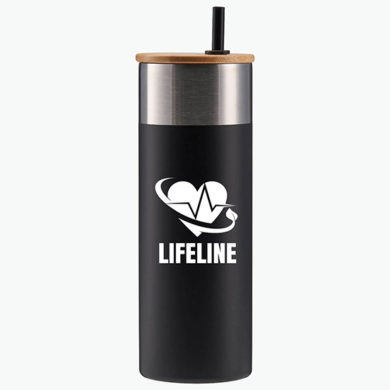20 oz. Stainless Steel Tumbler with Bamboo Lid & Straw