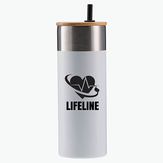 20 oz. Stainless Steel Tumbler with Bamboo Lid & Straw