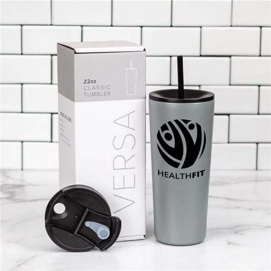 22 oz Versa Vacuum Tumbler with Two Lids - 24-Hour Production