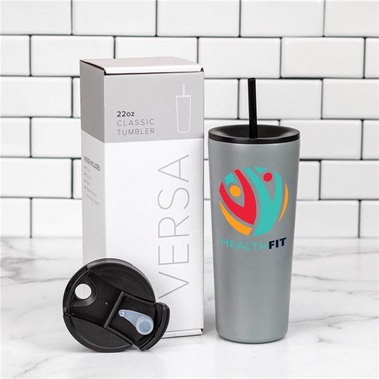 22 oz Versa Vacuum Tumbler with Two Lids - Full Color