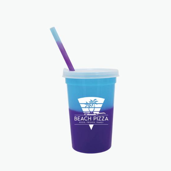 22 oz Mood Color Change Stadium Cup with Lid and Straw - 24-Hour Production