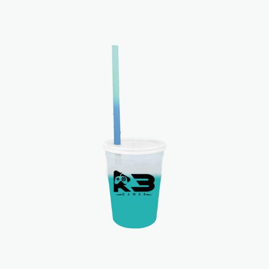 12 oz Mood Color Change Stadium Cup with Lid and Straw - 24-Hour Production