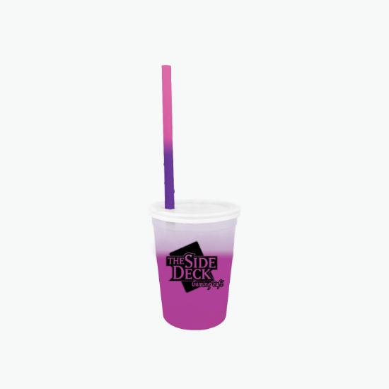 12 oz Mood Color Change Stadium Cup with Lid and Straw