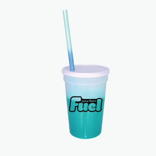 17 oz Mood Color Change Stadium Cup with Lid and Straw