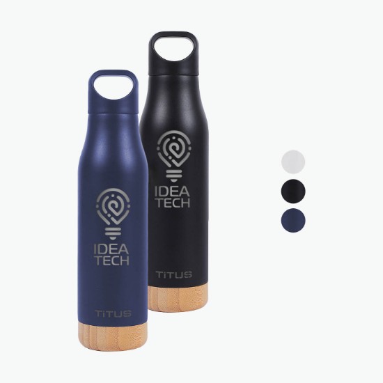 17 oz TiTUS® Stainless Steel Water Bottle with Wood Base