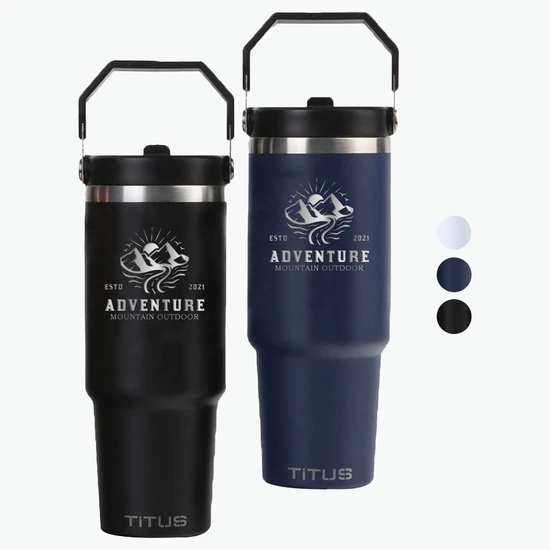 30 oz TiTUS® Double Wall Stainless Steel Insulated Flip Straw Tumbler