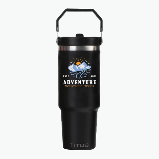 30 oz TiTUS® Double Wall Stainless Steel Insulated Flip Straw Tumbler - Full Color