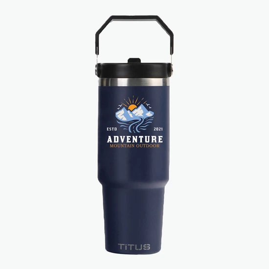 30 oz TiTUS® Double Wall Stainless Steel Insulated Flip Straw Tumbler - Full Color