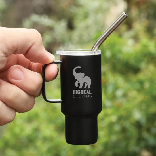 2 oz Mini Stainless Steel Tumbler With Straw