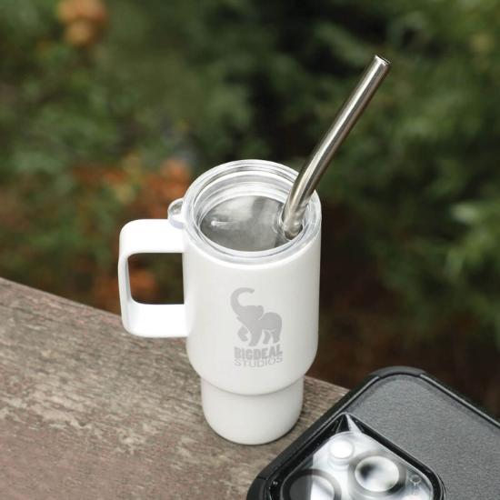 2 oz Mini Stainless Steel Tumbler With Straw