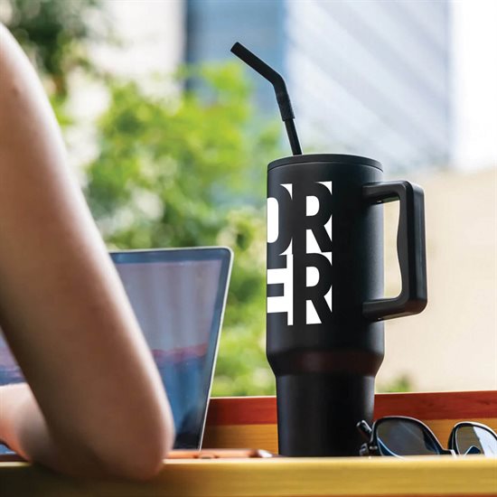 40 oz LeGrande Recycled Tumbler with Handle and Straw
