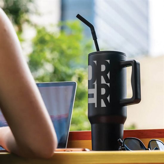 40 oz LeGrande Recycled Tumbler with Handle and Straw - Engraved