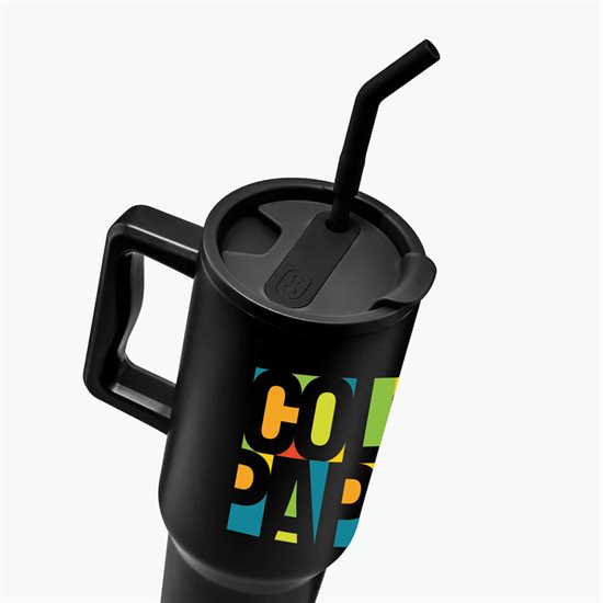 40 oz LeGrande Recycled Tumbler with Handle and Straw - Full Color