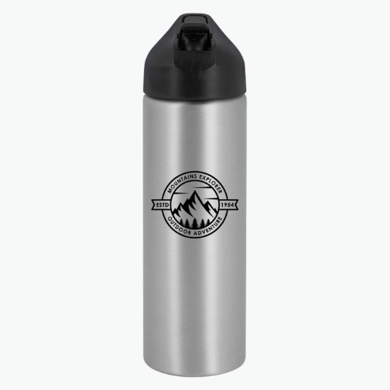 FastFlow Recycled Aluminum Bottle with Straw Lid - 20 oz - 24-Hour Production