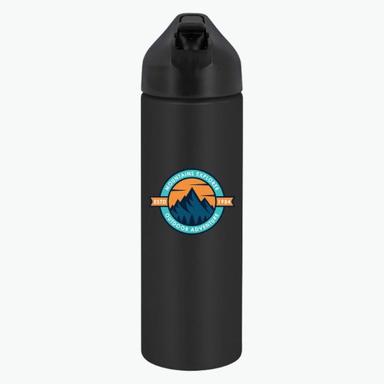 FastFlow Recycled Aluminum Bottle with Straw Lid - 20 oz - Full Color - 24-Hour Production