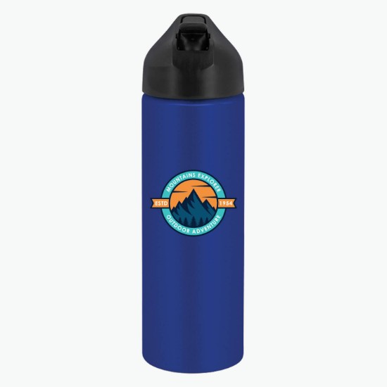 FastFlow Recycled Aluminum Bottle with Straw Lid - 20 oz - Full Color - 24-Hour Production