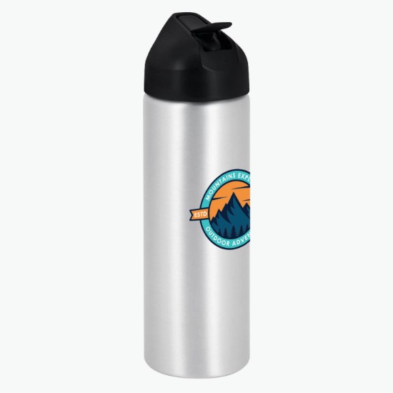 FastFlow Recycled Aluminum Bottle with Straw Lid - 20 oz - Full Color