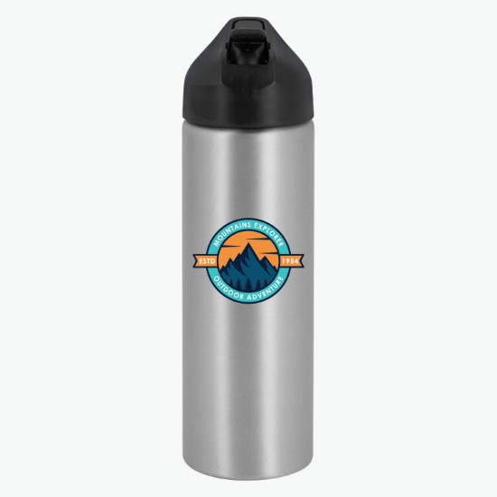 FastFlow Recycled Aluminum Bottle with Straw Lid - 20 oz - Full Color - 24-Hour Production