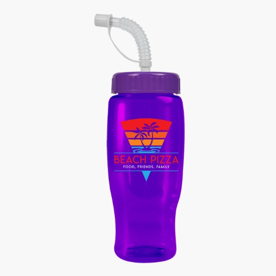 27 oz. Upcycle Poly-Pure Transparent Bottle with Straw Lid - Full Color