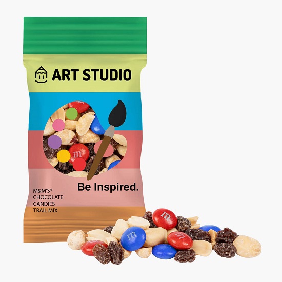 1 oz Full Color Snack Bag - Color Choice M&Ms Trail Mix