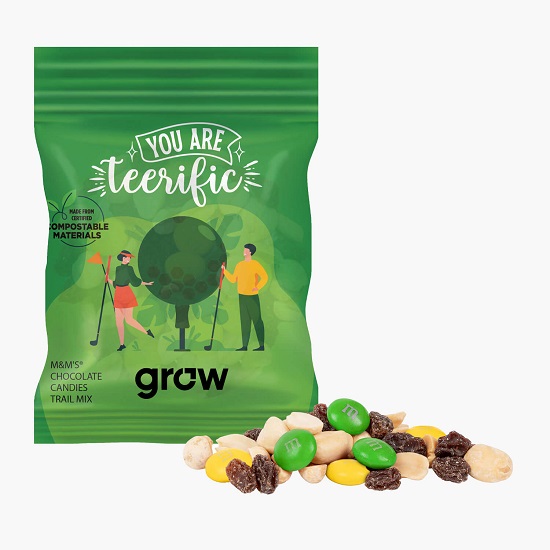 2 oz Full Color Compostable Snack Bag - M&Ms Trail Mix