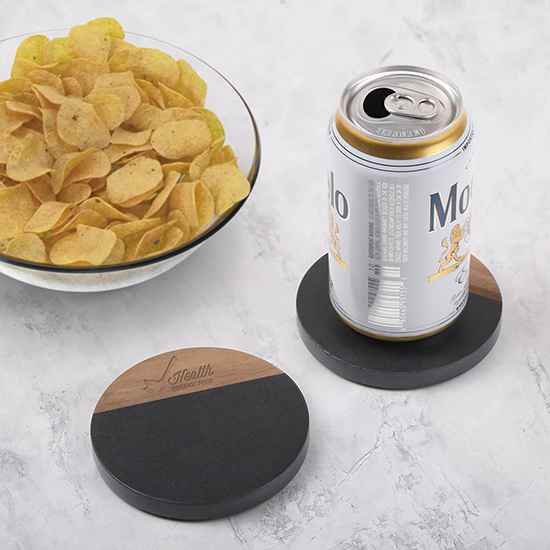 Nightfall Slate and Acacia Wood Coasters - Set of 2 - Engraved